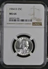 1964-D Silver Washington Quarter - NGC MS 64