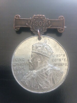 King Edward Vll Medaille 1902 pünktliche Anwesenheit W Smith London County Council