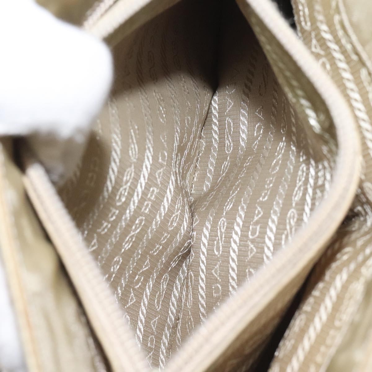 PRADA Chain Tote Bag Nylon White Silver Auth mr1398 thumbnail 22