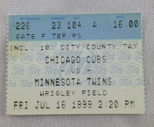 MLB 1999 07/16 Minnesota Twins at Chicago Cubs Ticket Stub (B)-Sammy Sosa HR#307 - Picture 1 of 2