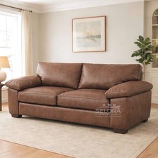 Amalfi Dino 3+2 Seater Sofa Set Tan Brown Suede Leather Full-back