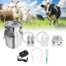 7L Electric Milking Machine Vacuum Impulse Pump Goat/Cow Milker Stainless steel