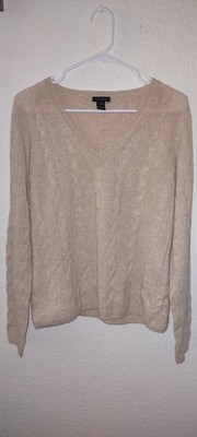 Pre-owned Only Mine women's cashmere cable lightweight sweater size XL Read ad