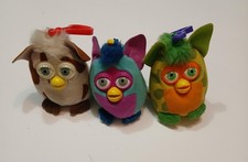 Vintage 2000 Furby McDonalds Happy Meal Clip On Plush Toy Lot Of 3 Keychain