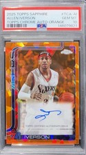 2025-26 Topps Chrome Sapphire Allen Iverson Auto Orange /25 PSA 10
