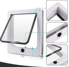 Rotating Pet Door: 4-Way Locking, Seal, Telescopic Frame for Cats/Dogs