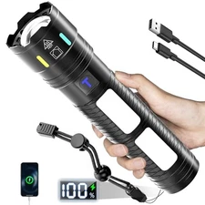 Rechargeable Flashlights 9,000 High Lumens, Super Bright Flash Light Long 