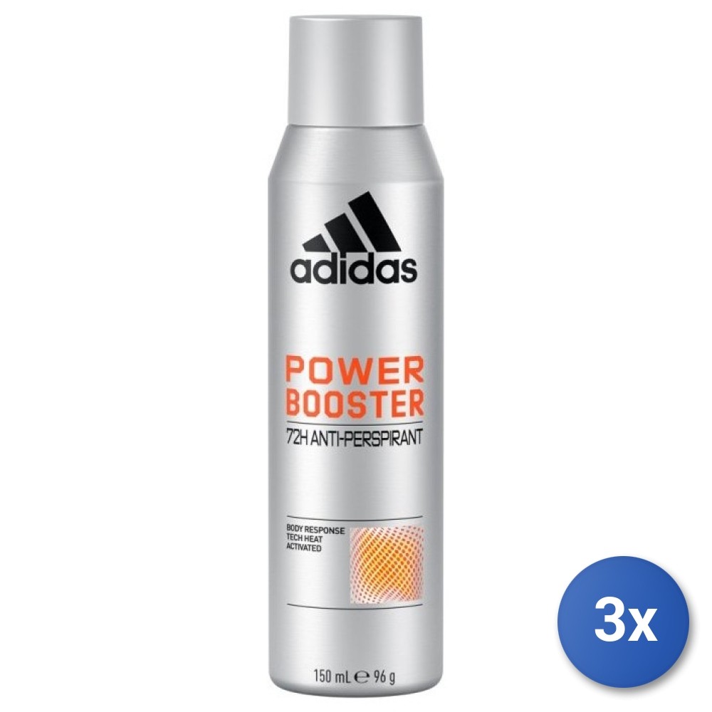 3X Adidas Deodorant Spray 150 ML. Power Booster Man