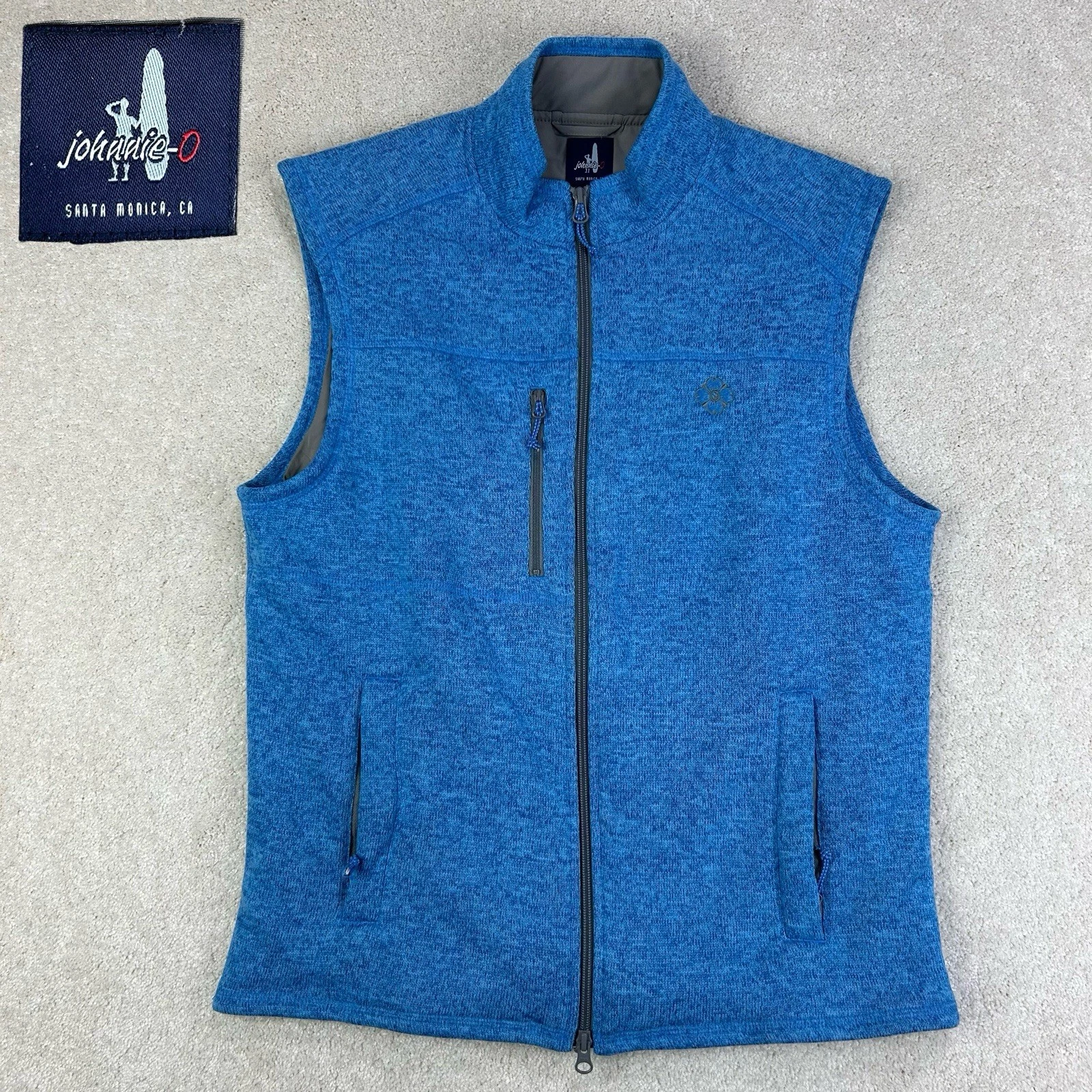 Johnnie-O Men’s Classic Tide Blue Wes JMVT1310 Full Zip Water Resistant Vest M