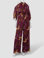 MSK Women's Purple Floral Cold-Shoulder Smock-Waisted Jumpsuit Petite Size PS