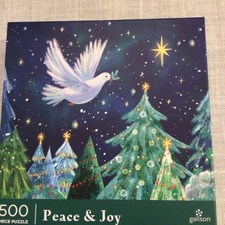 Galison PEACE  JOY 500 Piece Christmas Puzzle NIB