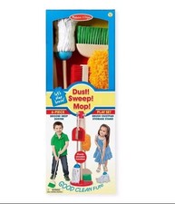 Melissa  Doug Dust Sweep and Mop Pretend Realistic Play Set Wooden Damaged Box 