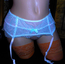 M L Victoria's Secret Garter Belt Green White NWT I Do