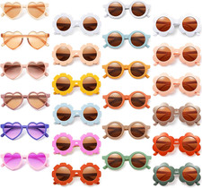 24 Pcs Kids round Flower Sunglasses Toddler Cute round Polarized Baby Sunglasses