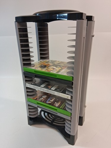 Vintage Game Rider Black And Grey 24 Game DVD Storage Tower Organizer 18"x9"x6"