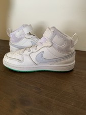 Nike Court Borough Mid White Gray With Green Sole Kids Size 11C CD7783-115