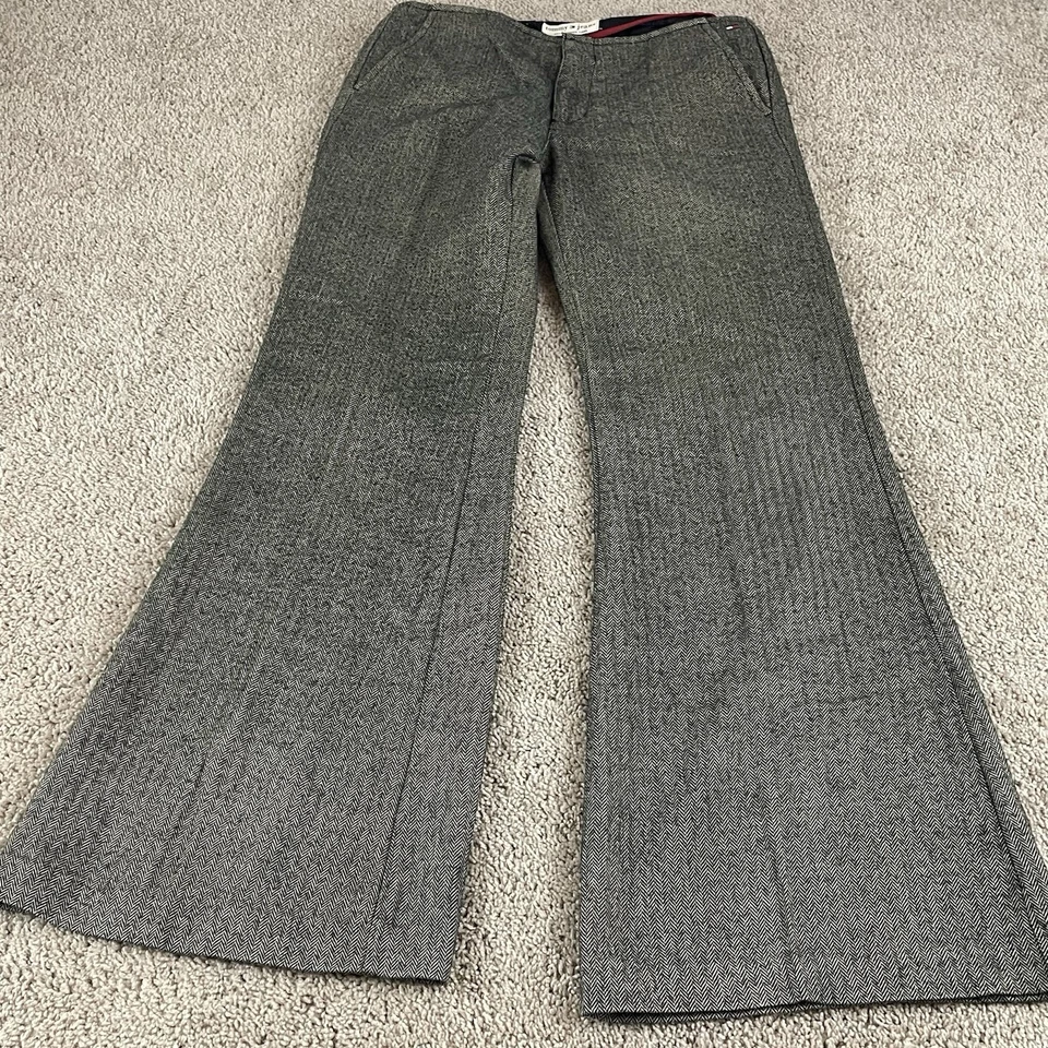 Vintage Tommy Hilfiger Pants Women’s 30x30 Flared Wide Herringbone Wool Y2K T653 - Image 2 of 4