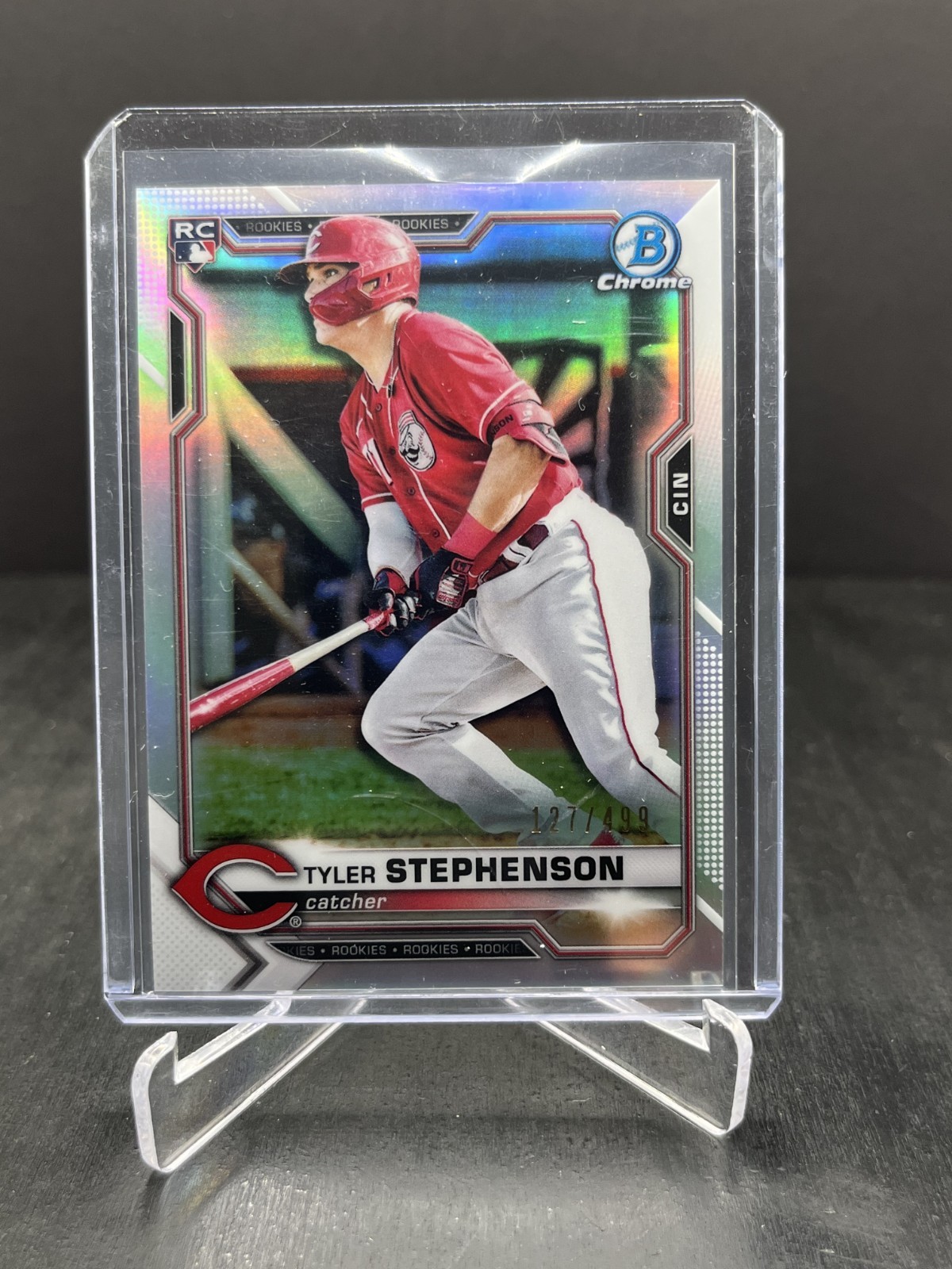 2021 Bowman Chrome Baseball Tyler Stephenson RC Rookie Refractor 127/499 #87
