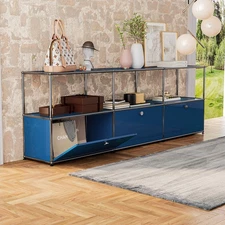 Modern Storage Cabinet Shelf  Metal Free Standing Credenza Classic Style