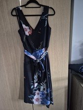 BNWOT £179 Ted Baker Size 4 UK 12 14 Black Asymmetrical Hem Floral Evening Dress