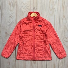 Patagonia Girls Nano Puff Primaloft Jacket Size M 10 Diamond Quilted Coral Pink