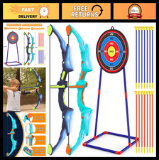 2 Pack Kids Bow and Arrow Set, Light Up Archery with 14 Suction Cup Arrows, Outd