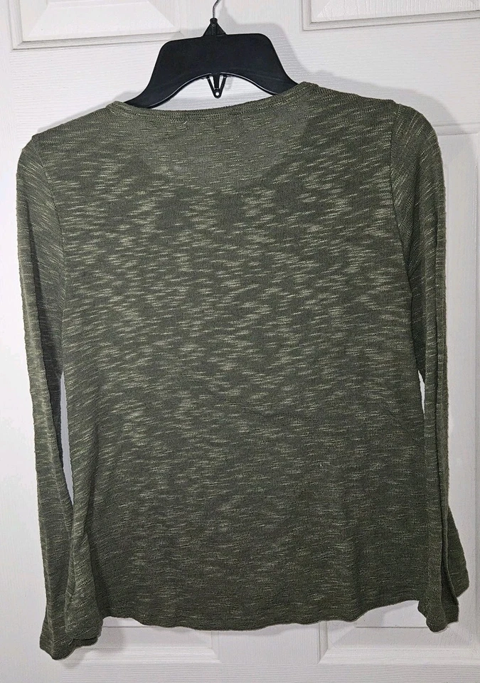 Jolt Top Lace Heathered Army Olive Green Y2K Whimsigoth Fairycore Boho Gypsy Sm - Image 4 of 4