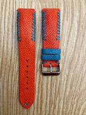 Orange Stingray Leather Watch Strap Band, Size 18mm 20mm 21mm 22mm 24mm 26mm