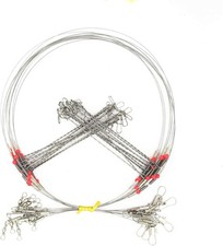 10Pcs Wire Trace Leader Rig Stainless Steel 2 Arm Fishing Rigs Tackle Silver