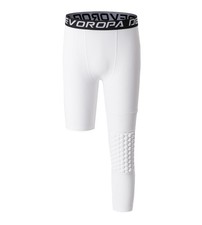 Youth Boys Leg Compression Pants with Knee Pads 3/4 Basketball Tights for Spo...