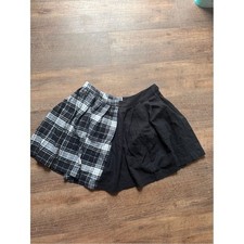 Colorblock Plaid Pleated Mini Skirt Women's Large Goth Grunge
