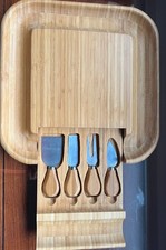 Picnic at Ascot Acacia Charcuterie Board with 4 Cheese Utensils-Very Good