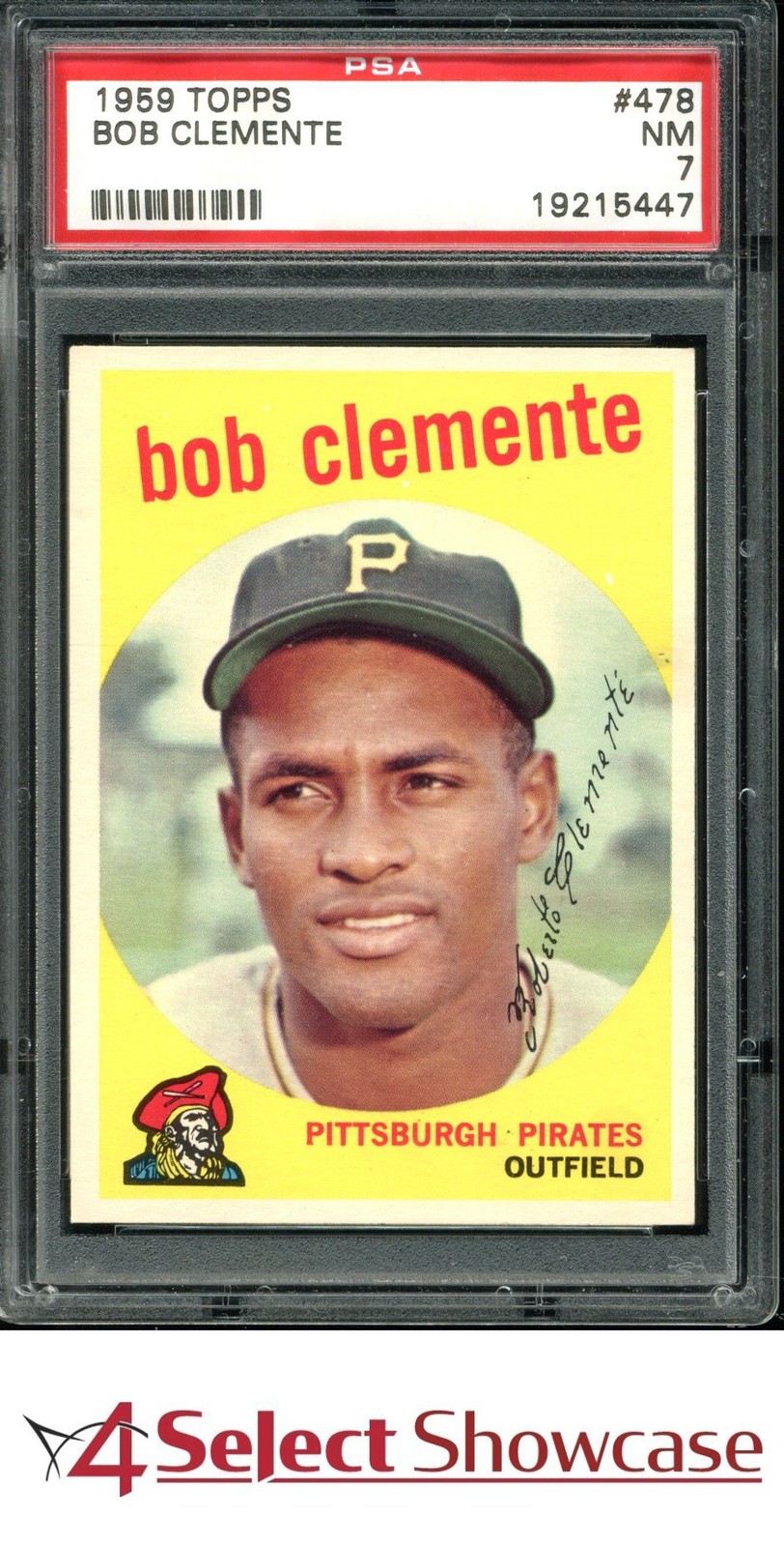 1959 TOPPS #478 ROBERTO BOB CLEMENTE PIRATES HOF PSA 7 view 1