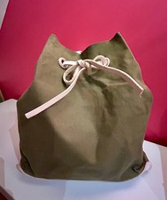 Bill Amberg Made In England Bag Thick Green Canvas & white leather rucksack  