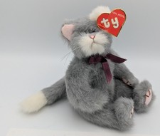 Ty Attic Treasure 1992 1st Gen Whiskers with burgundy ribbon and Woolie hand tag