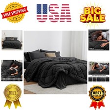 King Size Comforter Set Black, 7 Pieces King Bed in a Bag, All Season Bedding...