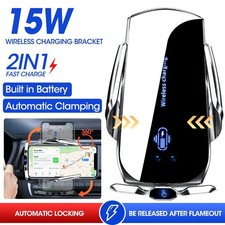 Wireless Qi Ladegerät Auto KFZ Handy Halterung Induktions Clamping Charger 15W
