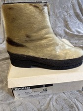 Retro Schuhe Stiefel 70er Lammfell Natur GSTAAD Gr 9 Neu Apollo Island Vintage