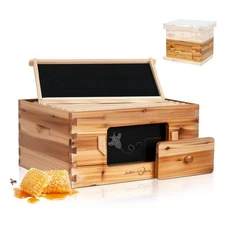 Bee Hive 10 Frame Deep Bee Box with Frames and Foundation, Beeswax Coated Lan...