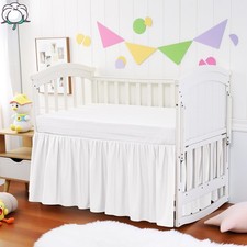 Crib Bed Skirt Dust Ruffle 100 Cotton - Natural, Soft, Breathable for Baby's