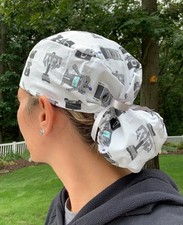Da Vinci robotic robot White ponytail scrub surgical surgery cap OR hat womens