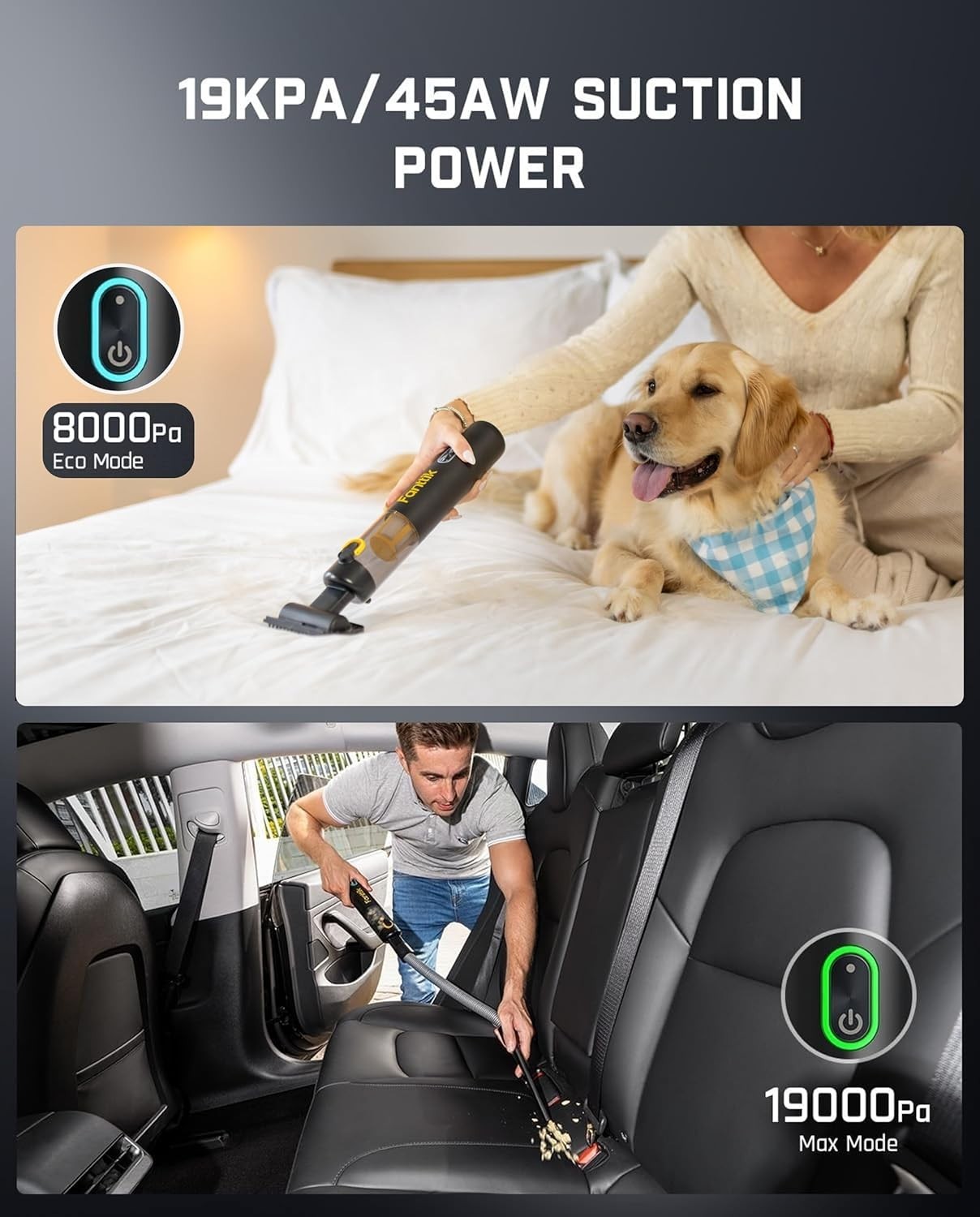 Fanttik Slim V8 APEX Car Vacuum, 4-in-1 Portable Mini Cordless Vacuum with 19000 alternate view 6