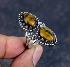 Tiger's Eye Gemstone Handmade 925 Sterling Silver Jewelry Ring Gifts For Love