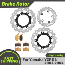 High Performance For Yamaha Front Rear Brake Rotors Pads YZF 600 R6 2003 2004