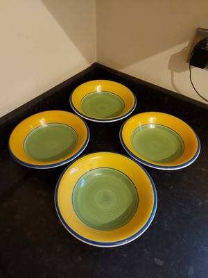 Rayware - grün/gelb/blau Suppenschüssel x4 - Vintage