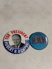 4PC Lot Hubert H. Humphrey Presidential Buttons Pins Flicker RARE