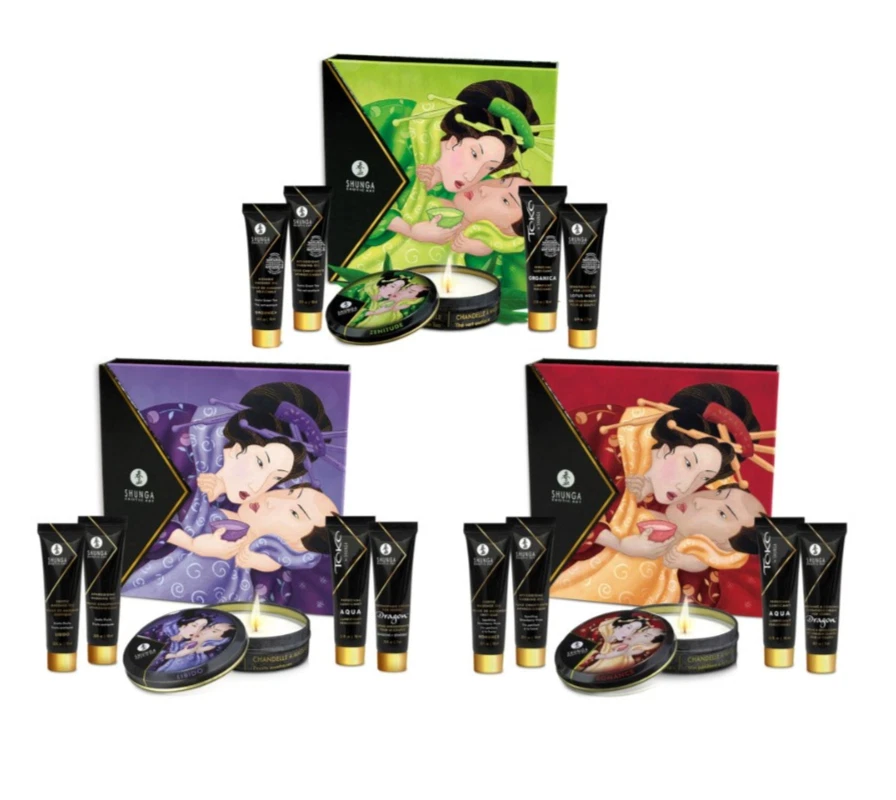 Shunga Luxury Gift Set Geisha's Secret Kit Sensual Massage Oil Candle Lubricant