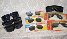 LOT of 9 SOLAR SHIELD Clip On SUNGLASSES Fits OVER Size 49 50 RETRO Round Plus