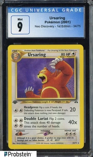 2001 Pokemon Neo Discovery 1st Edition 34/75 Ursaring CGC 9 MINT