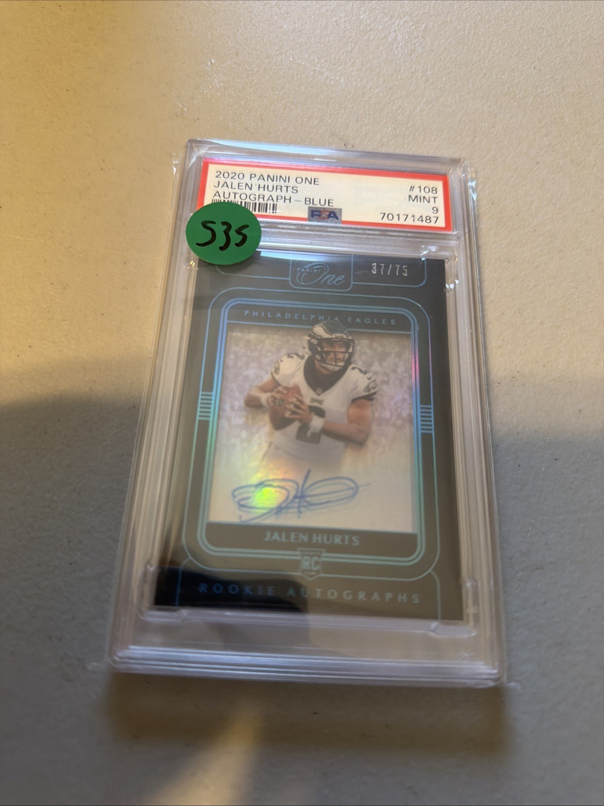 2020 Panini One - Rookie Autographs Jalen Hurts #108 Blue /75 (AU, RC)